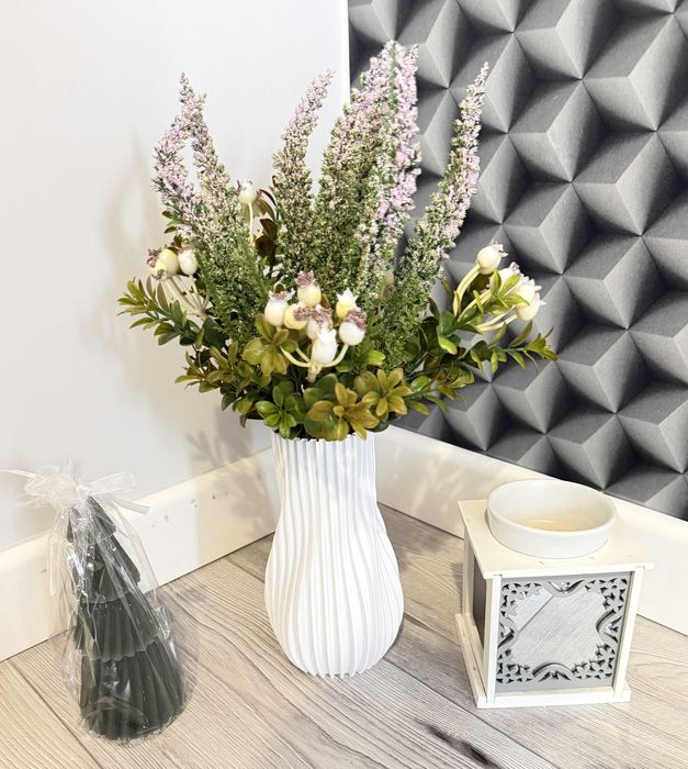 Wazon na LEGO Kwiaty Sztuczne Trawy Dekoracyjny Nowoczesny Biały 18 cm