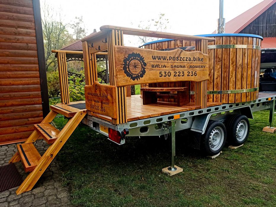 Mobilna balia 10 osobowa duży taras  (ruska bania, jacuzzi, spa)