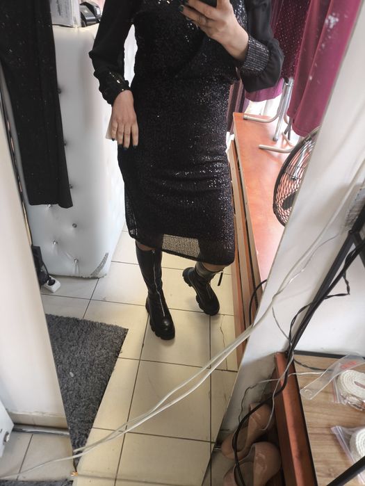 Piękna czarna sukienka cekiny rozm S m l