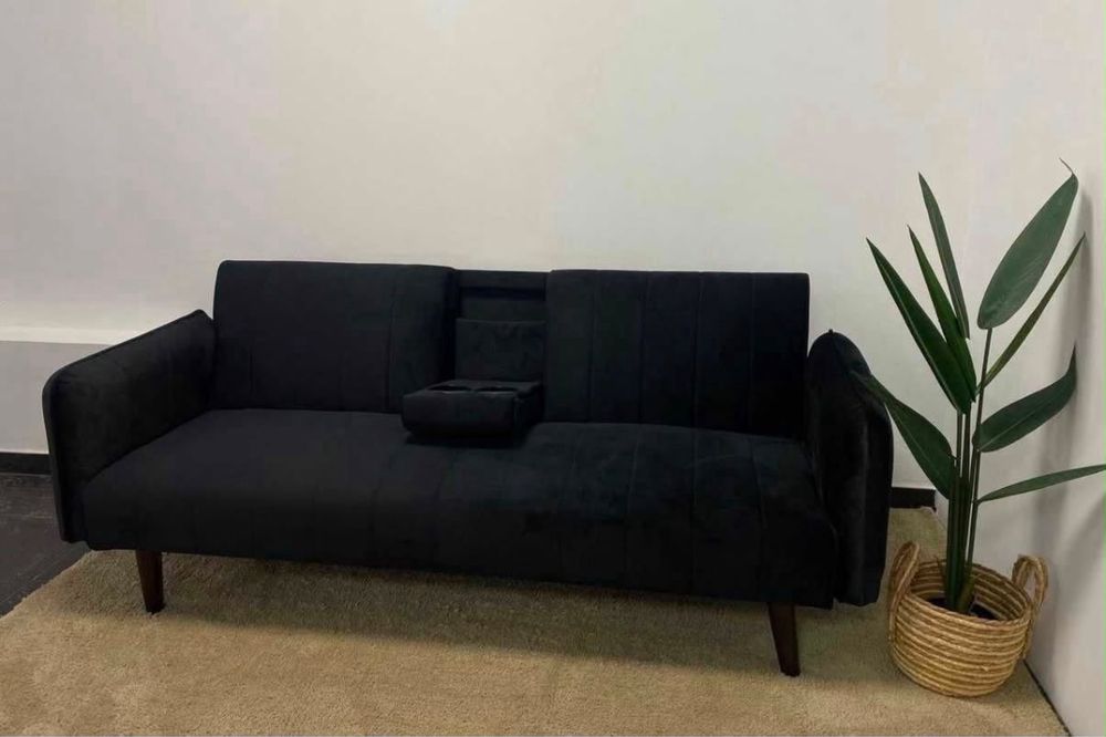 Sofa cama veludo preto