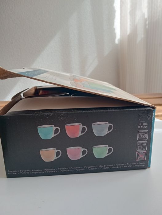 Conjunto 6 chavenas de porcelana coloridas | NOVAS