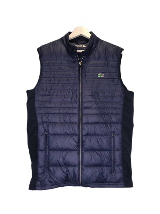 Kamizelka Puchowa Lacoste Pikowana Ocieplana Zimowa Granatowa Logo M/L