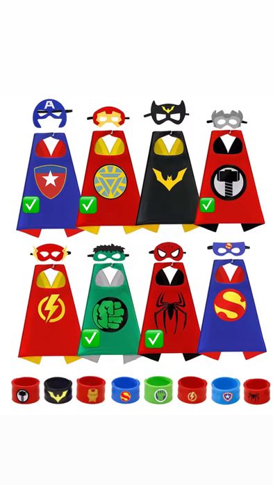 Дитячий карнавальний костюм плащ, маска і браслет