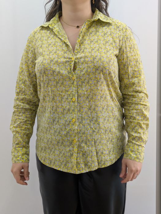 Camisa Floral Amarela Benetton Algodão, Tamanho M