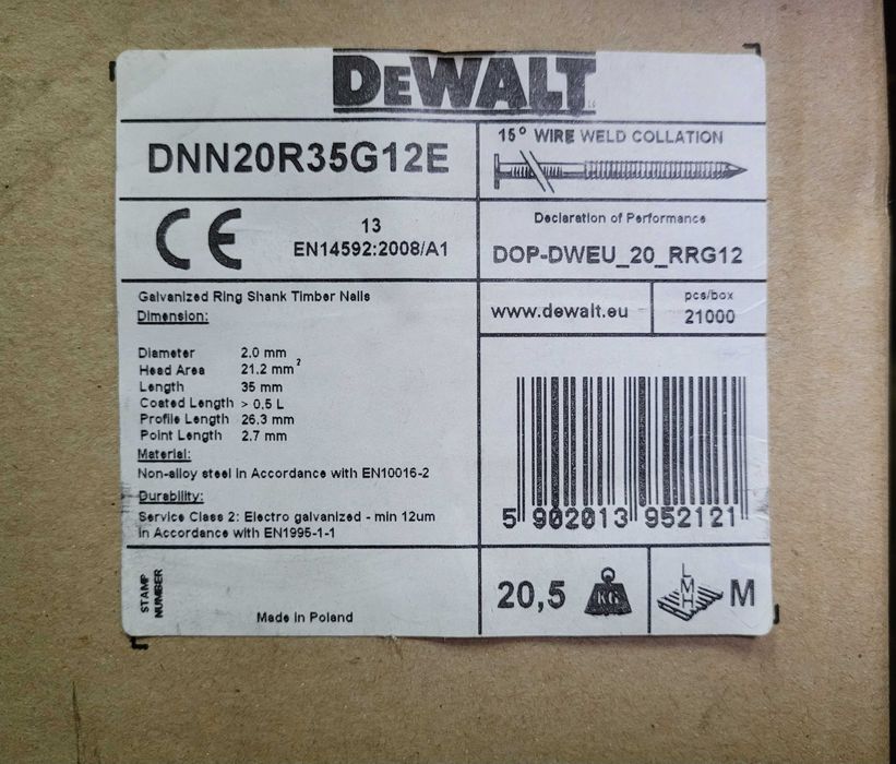 Gwoździe pierścieniowe  2x35mm