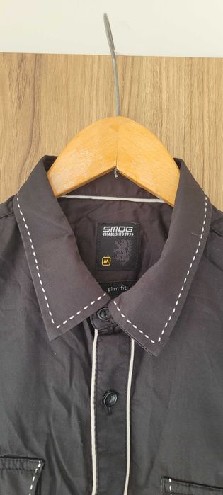 Czarna męska koszula slim fit dopasowana bawełna Smog, r M