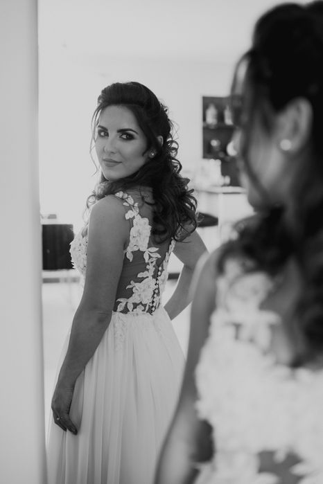 Suknia ślubna 3D, koronka, Ivory, cyrkonie, muślin, siateczka