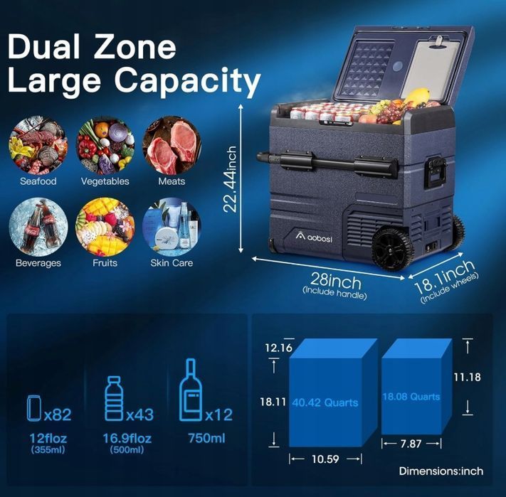 Lodówka Samochodowa Aobosi Tww55 55 L 12/24 V Od -20 Do 20