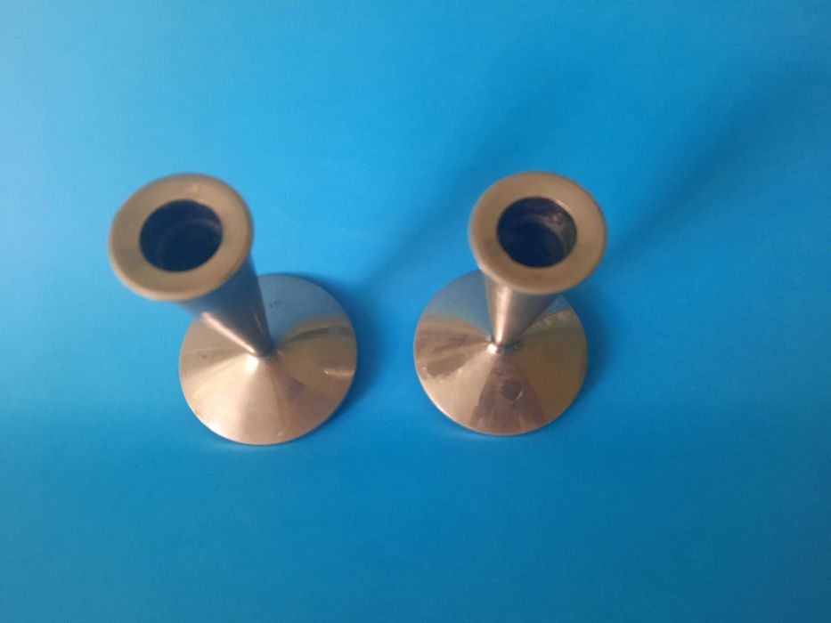 metalowe świeczniki- komplet 2 szt.- vintage