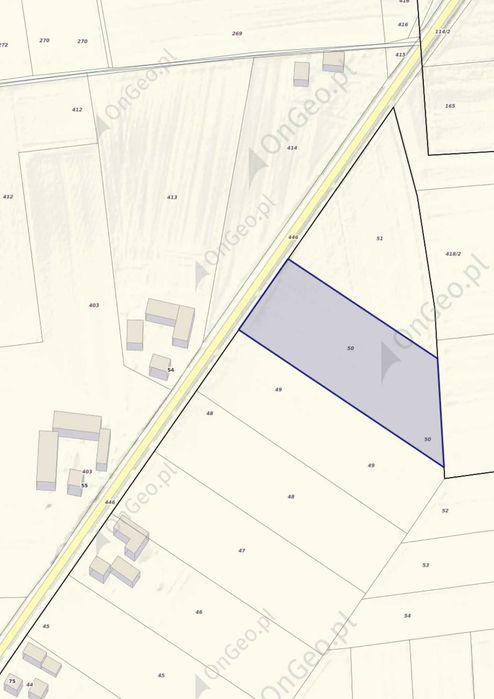 Duża działka bezpośrednio przy drodze powiatowej na sprzedaż!