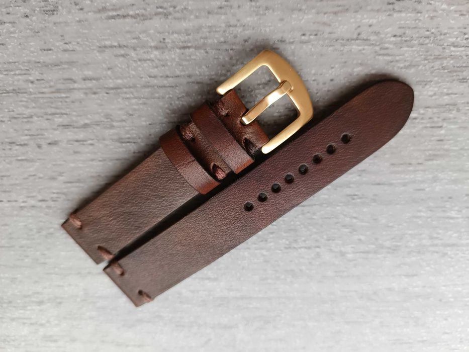 Brązowy skórzany pasek zegarka 18 mm S/M
