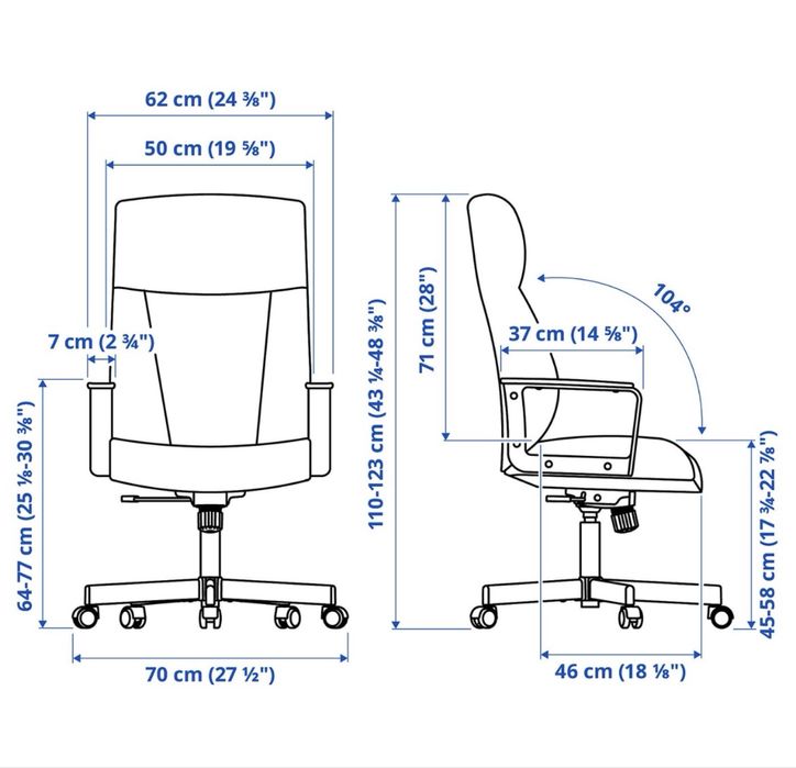 Cadeira de escritório giratória IKEA modelo MILLBERGET