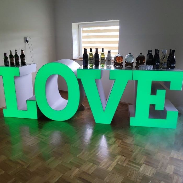 Fotolustro,  ciężki dym, LOVE, serce, balony