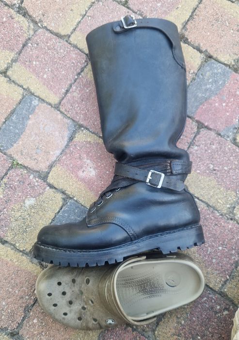 Buty wojskowe opinacze wysokie 44 ręcznie robione Vibram skóra piękne rekonstrukcja bushcraft myśliwskie jak Lundhags Meindl Lowa Harkilla Alfa Viking