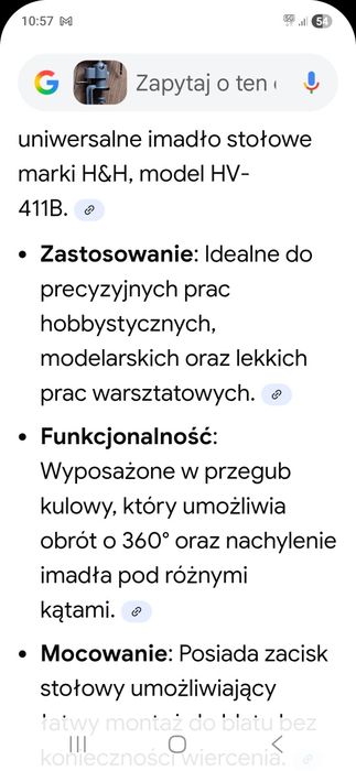 Imadło uniwesalne z kulowym przegubem