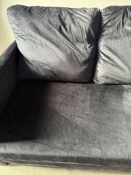 Sofá-Cama 2 Lugares Preto em Veludo – Conversível