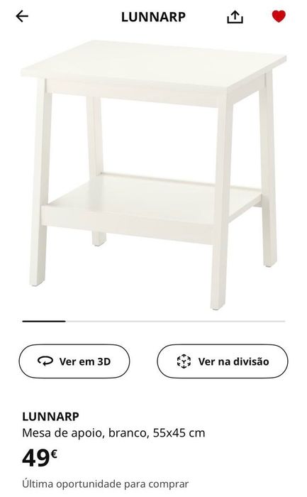 Mesa de apoio IKEA LUNNARP