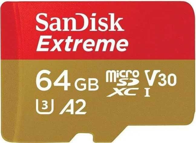 Карта пам'яті SanDisk Extreme microSD 64GB U3 V30 A2 швидкісна флешка