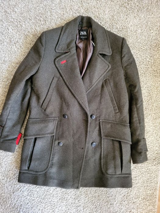 Damski militarny płaszcz Zara wełna