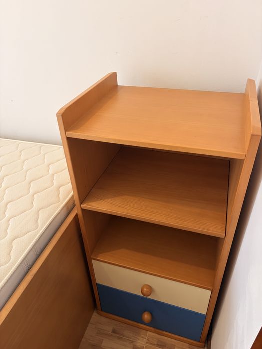 Cama Nido Dupla e Estante de Madeira  Maciça — Conjunto Juvenil Completo