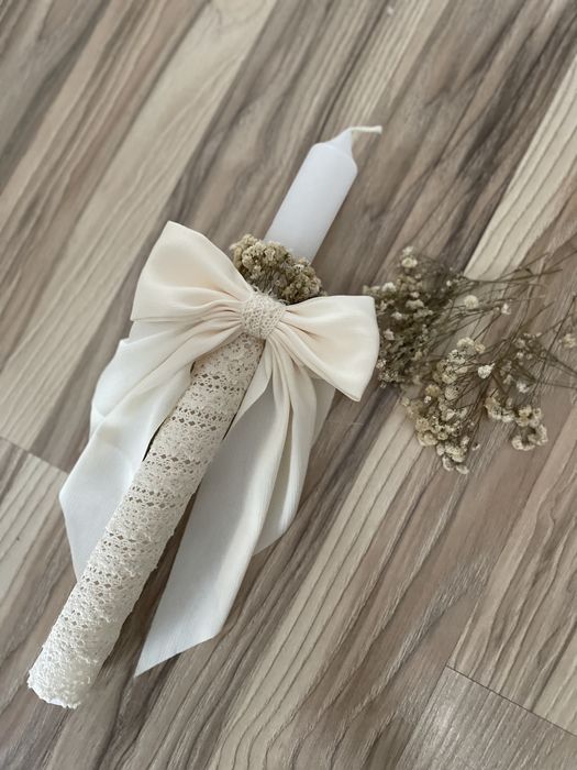Świeca do chrztu / komunii BOHO Handmade