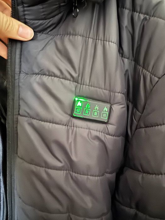 Куртка зимова, чоловіча, чорна, з підігрівом