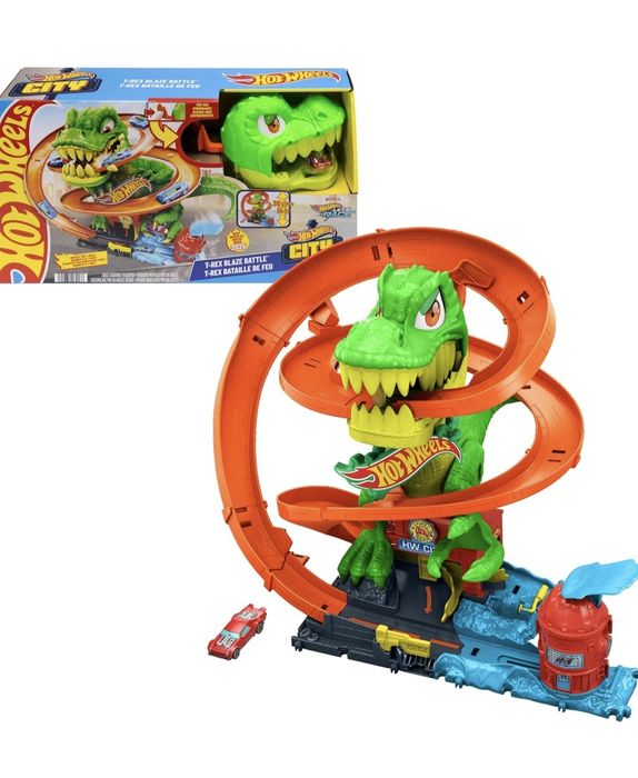 Ігровий набір Hot Wheels City Атака вогняного Ті-Рекса. Хот вілс автотрек дракон