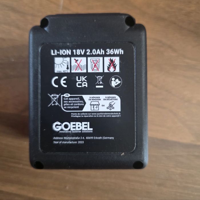 Bateria GOEBEL  li-ion 18v 2.0ah 36Wh