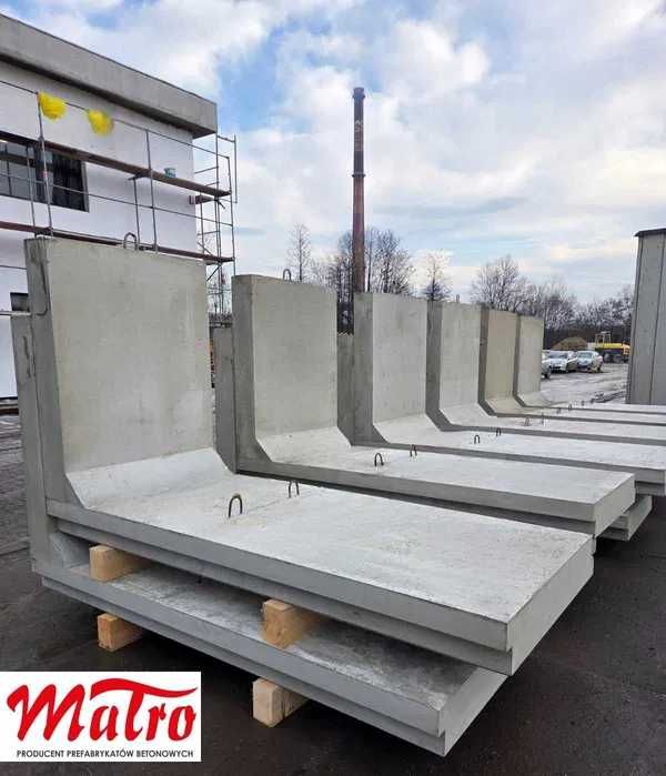 Prefabrykat muru oporowego typu L na zakładkę 250/100/20/150mur mury