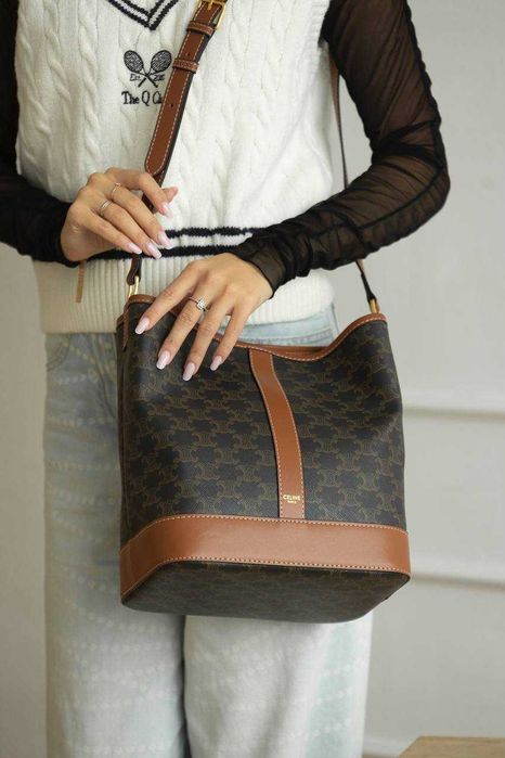 Жіноча велика сумка Celine Small Bucket з натуральної шкіри. НОВИНКА
