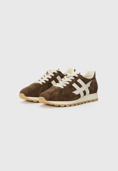 Hogan 43 Buty Męskie Brązowe Skórzane High Premium Logo T612