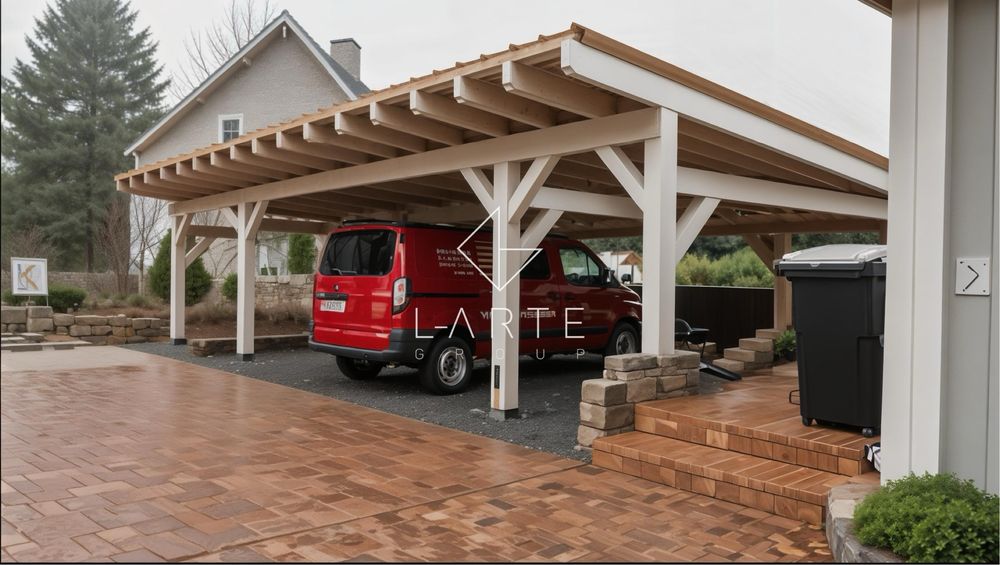 Wiata garażowa CARPORT 4 samochody 12x6m Solar Panele Fotowoltaiczne