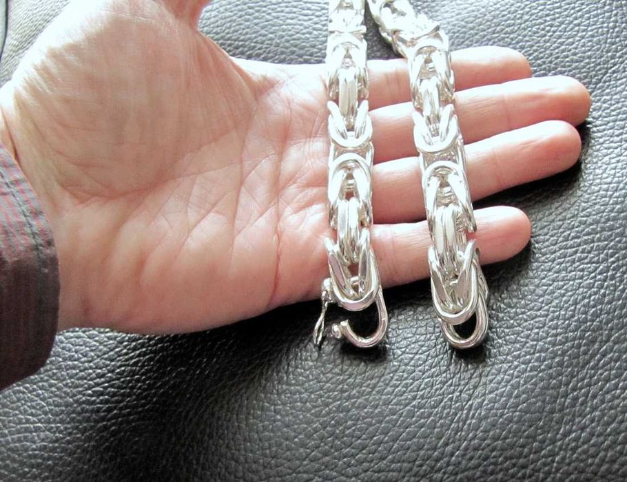 300g 10mm łańcuch bizantyjski królewski szlifowany srebro 925