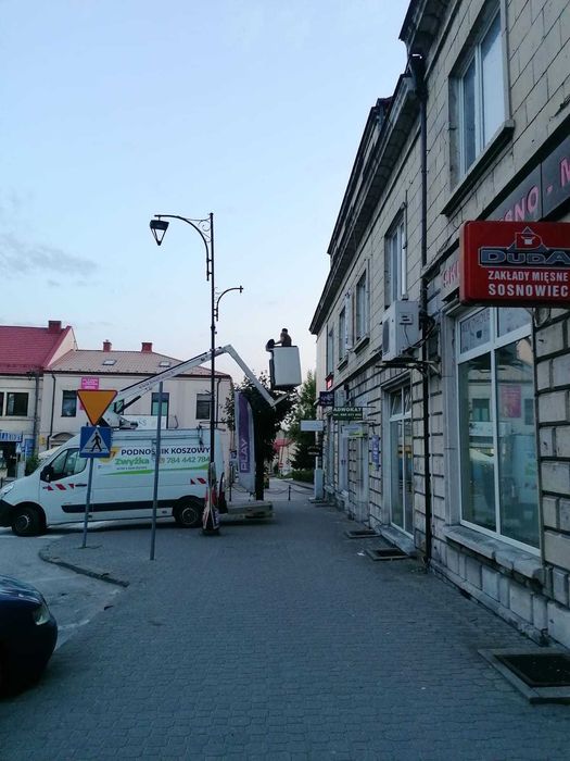 Podnośnik Koszowy Zwyżka Wynajem mycie elewacji wycinka drzew Montaż