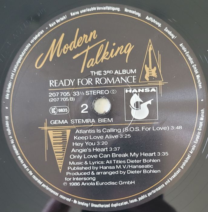Modern Talking - Ready For Romance (The 3rd Album) LP 1986 Eu. VG+