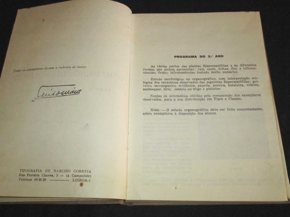 Livro Botânica Ensino Liceal Oliveira Maia