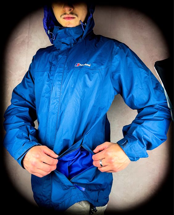 (M) Berghaus Zimowa Granatowa Męska Kurtka z Kapturem i Ściągaczami