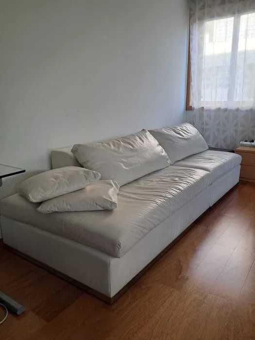 Sofá modular de pele genuína branco