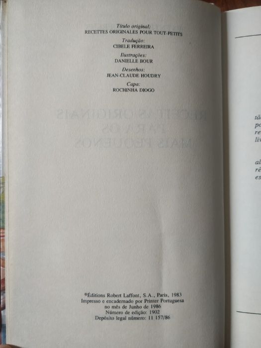 Vendo livro Receitas Originais para os mais pequenos