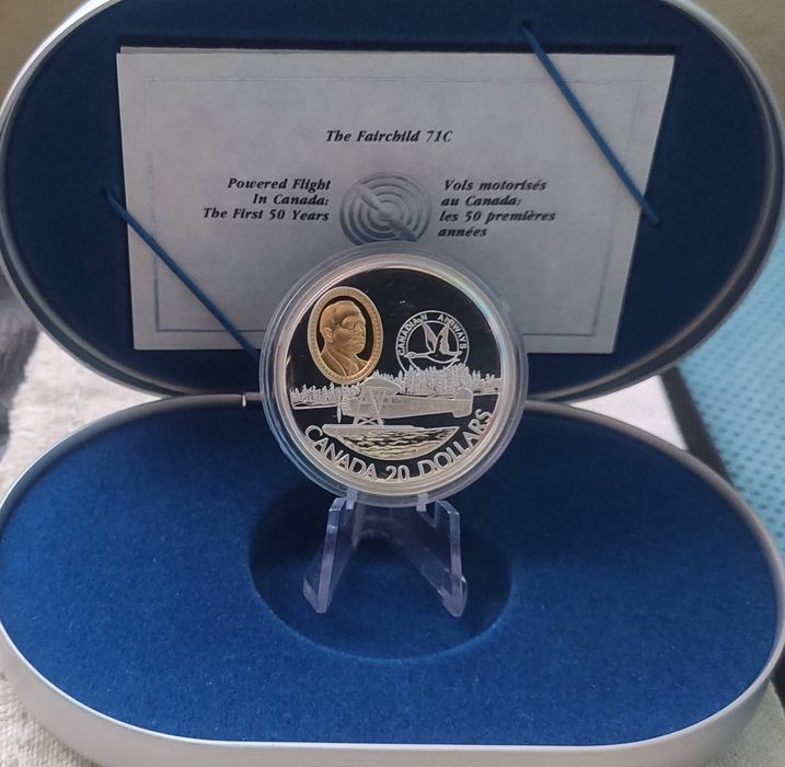 20 доларів 1993р. Канада. " Літак". СРІБЛО. Сертифікат.