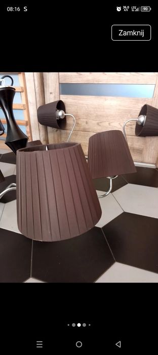 Żyrandol 5Ramion abażury plus dwa kinkiety