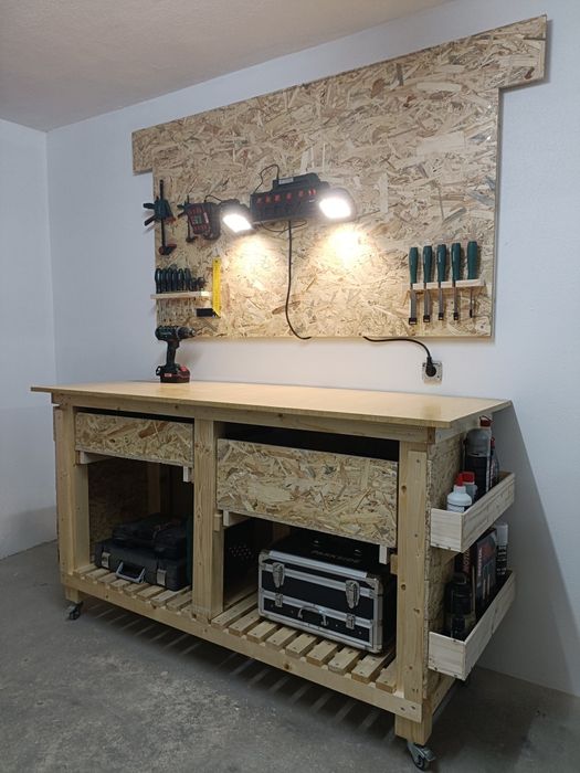 Bancada de trabalho com rodas