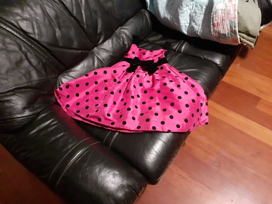 Vestido de Seda com Bolinhas Para Criança 4 anos
