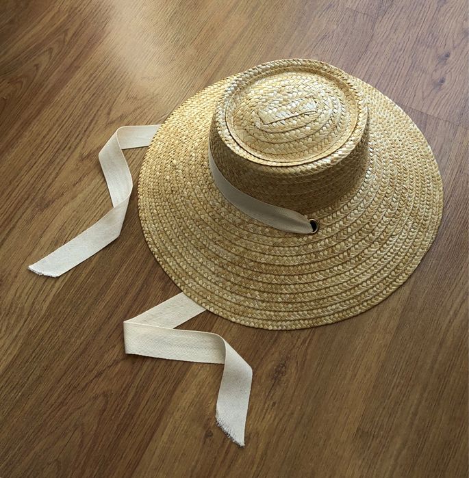 Kapelusz H&M słomkowy słomiany słowa cottagecore Jane Austen M 56