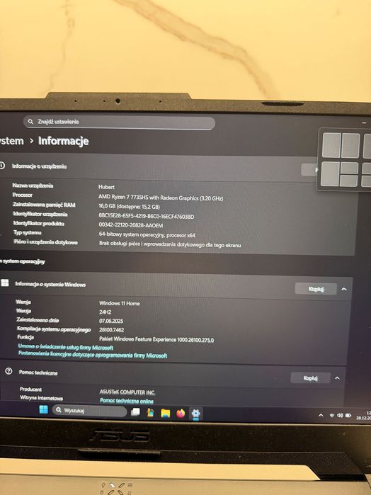 ASUS TUF Gaming A15 RTX 4060 | Ryzen 7 16GB RAM 512 GBSSD 144Hz Win11