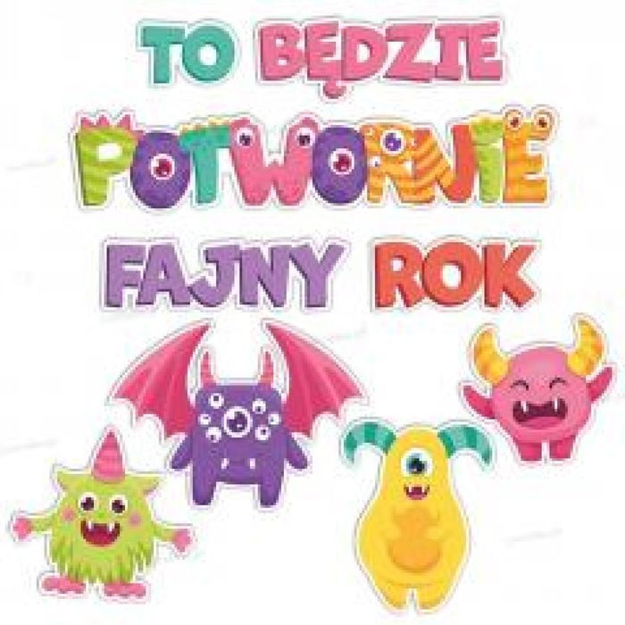 Duże dekoracje szkolne - Potwornie fajny rok XL LearnHow folia,