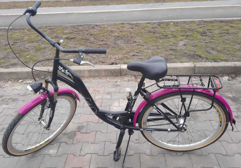 Rower miejski 26" czarno różowy