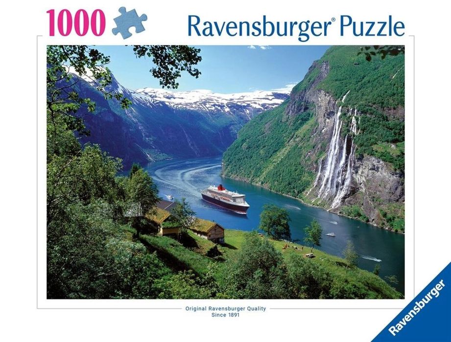 Puzzle 1000 Fiord w Norwegii pudełko,