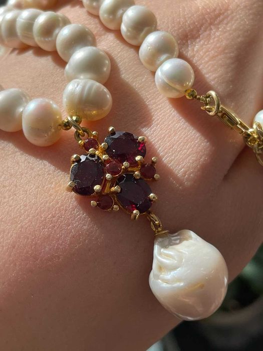 Чокеры с натуральным жемчугом с подвесками с серебра 925 пробы