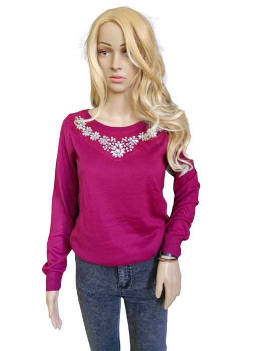 Nowy ciemno fioletowy bordo sweter damski 34,XS BonPrix Collection
